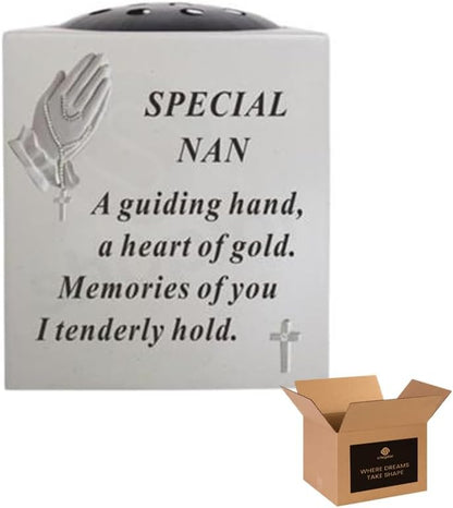 Graveside Memorial Praying Hands Rose Bowl with Touching Remembrance Verse