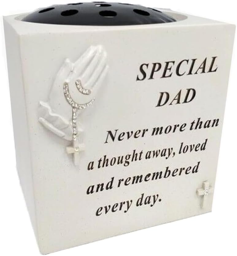 Graveside Memorial Praying Hands Rose Bowl with Touching Remembrance Verse