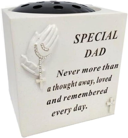 Graveside Memorial Praying Hands Rose Bowl with Touching Remembrance Verse