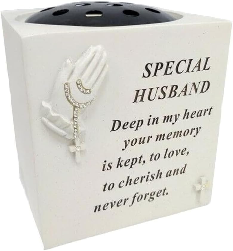 Graveside Memorial Praying Hands Rose Bowl with Touching Remembrance Verse