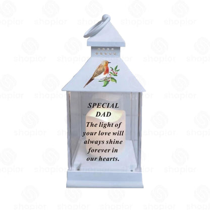 Waterproof Memorial Light Up Lantern for Graveside – Robin Flickering LED Candle