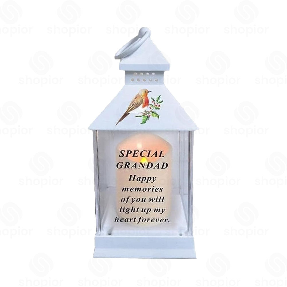 Waterproof Memorial Light Up Lantern for Graveside – Robin Flickering LED Candle