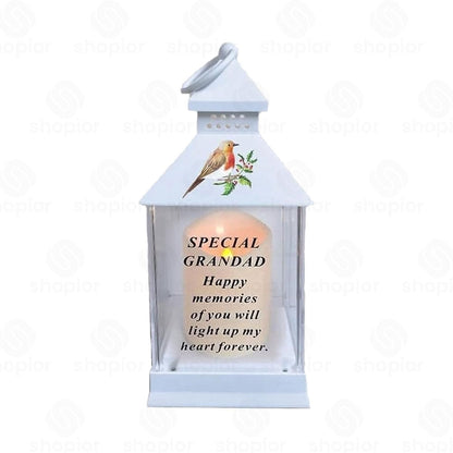 Waterproof Memorial Light Up Lantern for Graveside – Robin Flickering LED Candle