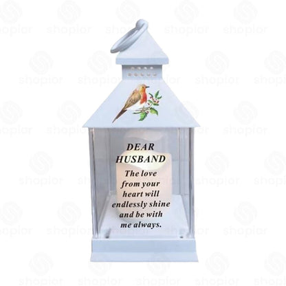 Waterproof Memorial Light Up Lantern for Graveside – Robin Flickering LED Candle