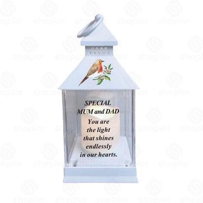 Waterproof Memorial Light Up Lantern for Graveside – Robin Flickering LED Candle