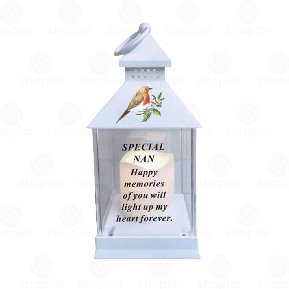Waterproof Memorial Light Up Lantern for Graveside – Robin Flickering LED Candle