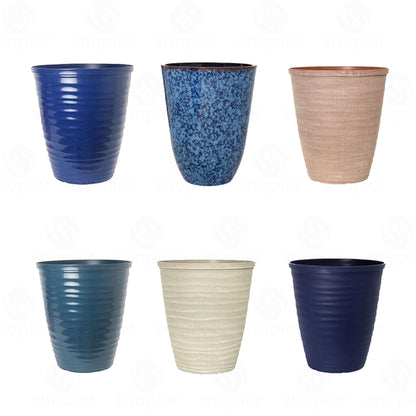 Dune Gloss Ripple Plastic Plant Pot–Outdoor Garden Planter with Drainage Holes