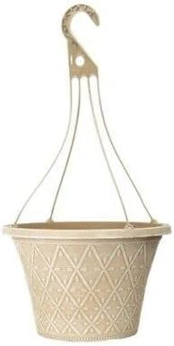 Prisma Hanging Basket - Decorative Round Garden Flower Plant Pot | Flower Outdoor Decorative Planter – Weatherproof Plastic with Drainage Holes –For Gardens & Balconies