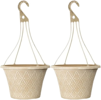 Prisma Hanging Basket - Decorative Round Garden Flower Plant Pot | Flower Outdoor Decorative Planter – Weatherproof Plastic with Drainage Holes –For Gardens & Balconies