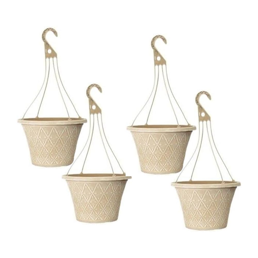 Prisma Hanging Basket - Decorative Round Garden Flower Plant Pot | Flower Outdoor Decorative Planter – Weatherproof Plastic with Drainage Holes –For Gardens & Balconies