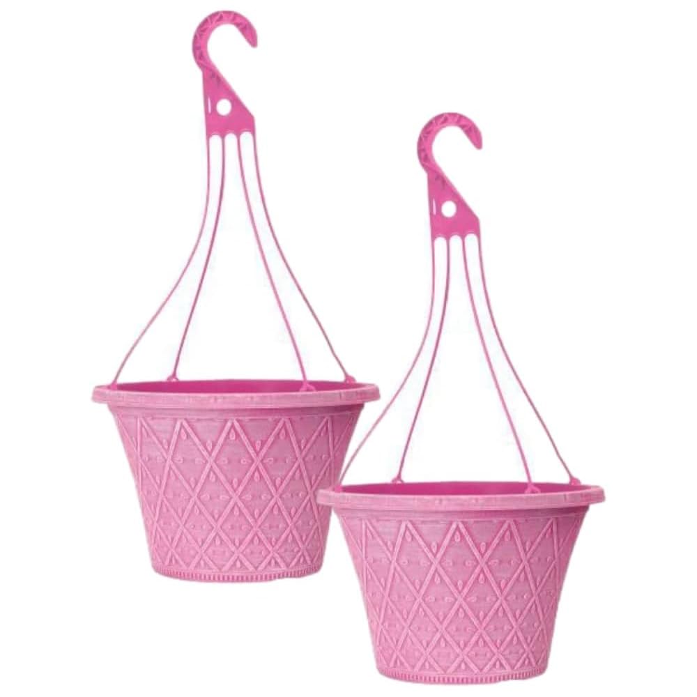 Prisma Hanging Basket - Decorative Round Garden Flower Plant Pot | Flower Outdoor Decorative Planter – Weatherproof Plastic with Drainage Holes –For Gardens & Balconies