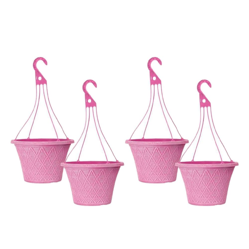Prisma Hanging Basket - Decorative Round Garden Flower Plant Pot | Flower Outdoor Decorative Planter – Weatherproof Plastic with Drainage Holes –For Gardens & Balconies