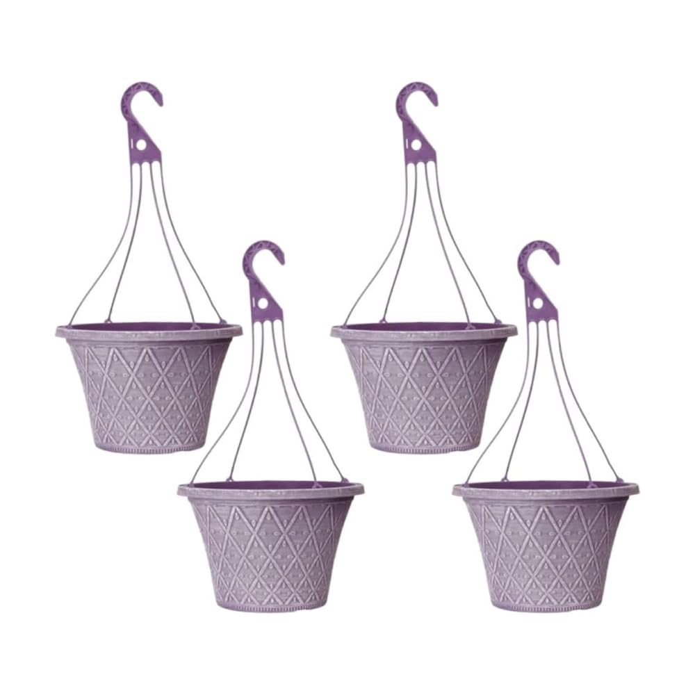 Prisma Hanging Basket - Decorative Round Garden Flower Plant Pot | Flower Outdoor Decorative Planter – Weatherproof Plastic with Drainage Holes –For Gardens & Balconies