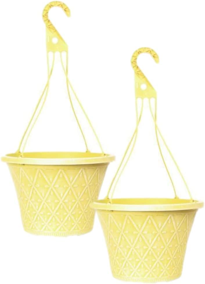 Prisma Hanging Basket - Decorative Round Garden Flower Plant Pot | Flower Outdoor Decorative Planter – Weatherproof Plastic with Drainage Holes –For Gardens & Balconies