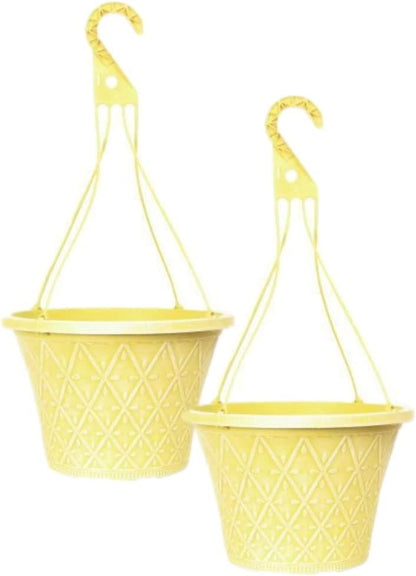 Prisma Hanging Basket - Decorative Round Garden Flower Plant Pot | Flower Outdoor Decorative Planter – Weatherproof Plastic with Drainage Holes –For Gardens & Balconies