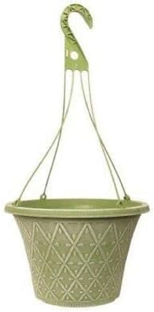Prisma Hanging Basket - Decorative Round Garden Flower Plant Pot | Flower Outdoor Decorative Planter – Weatherproof Plastic with Drainage Holes –For Gardens & Balconies