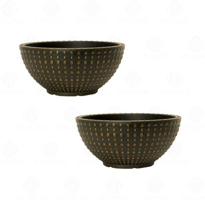 Hobnail Large Bowl & Planter Pots | Antique Textured Garden Planters 30cm–45cm | Black Bronze & Faux Concrete