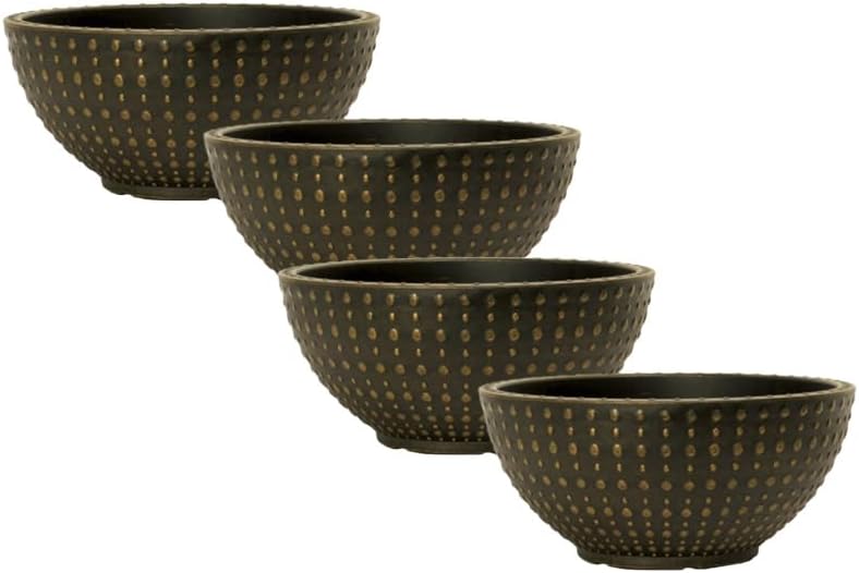 Hobnail Large Bowl & Planter Pots | Antique Textured Garden Planters 30cm–45cm | Black Bronze & Faux Concrete
