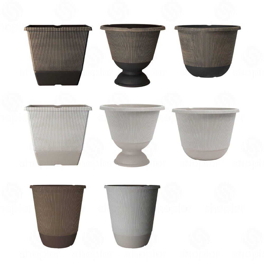 Jake Faux Ribbed Plant Pot Collection – Modern Indoor & Outdoor Garden Planters,