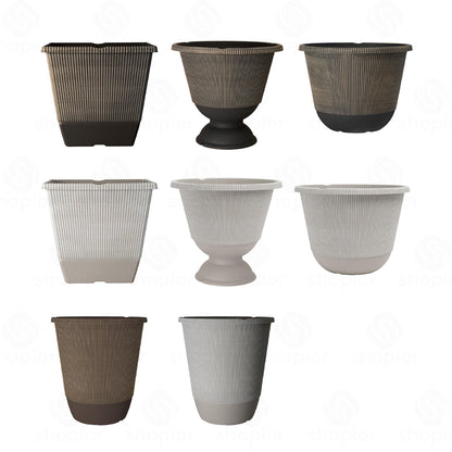 Jake Faux Ribbed Plant Pot Collection – Modern Indoor & Outdoor Garden Planters,