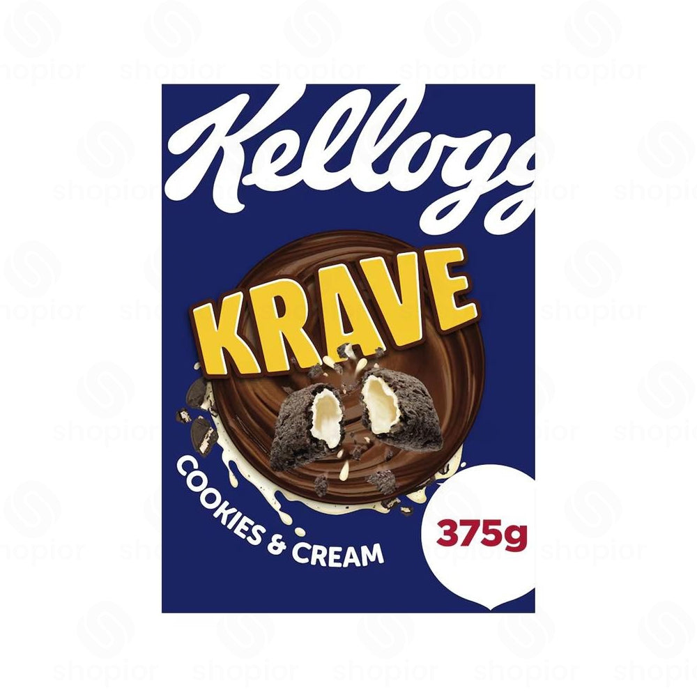 Kellogg's Krave Cookies & Cream Breakfast Cereal 375g x 6 | Bulk Case Crispy Snacks