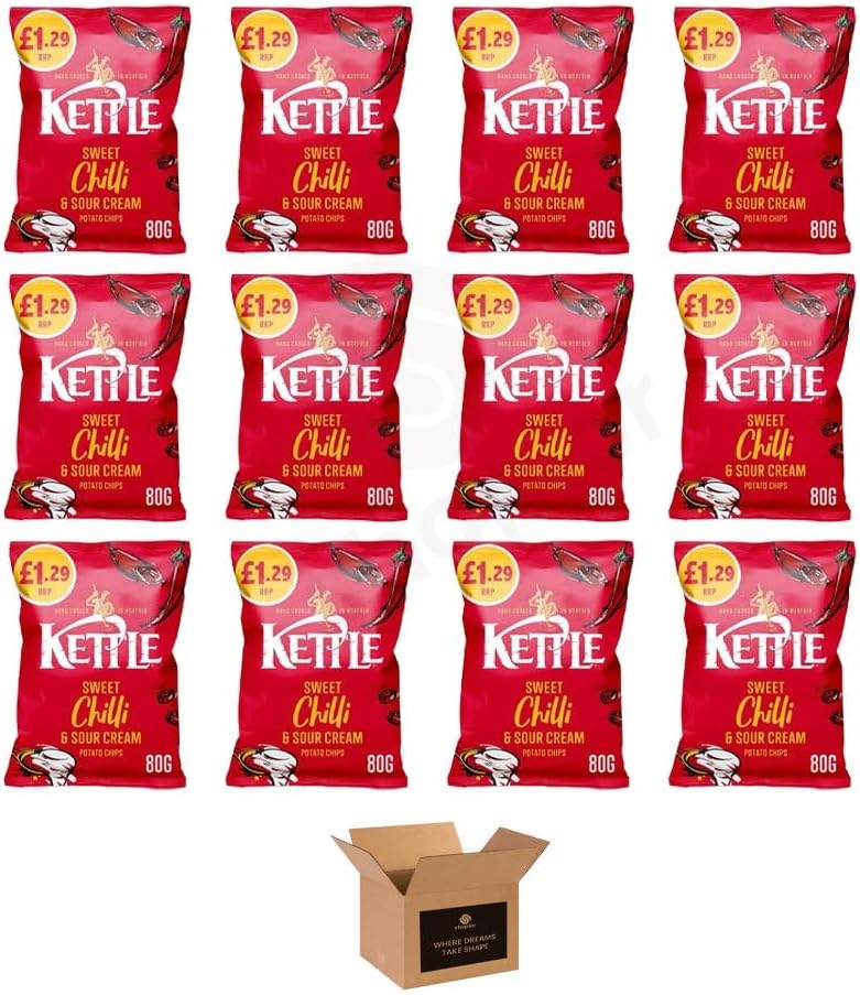 Kettle Chips Variety Flavoured Potato Crisps Snacks – Hand Cooked Cut Crispy