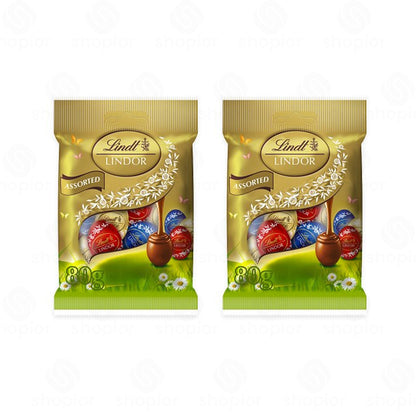 Lindt Lindor Mini Eggs Assorted Bags – Easter Treats Milk Chocolate 80g × 2 Pack
