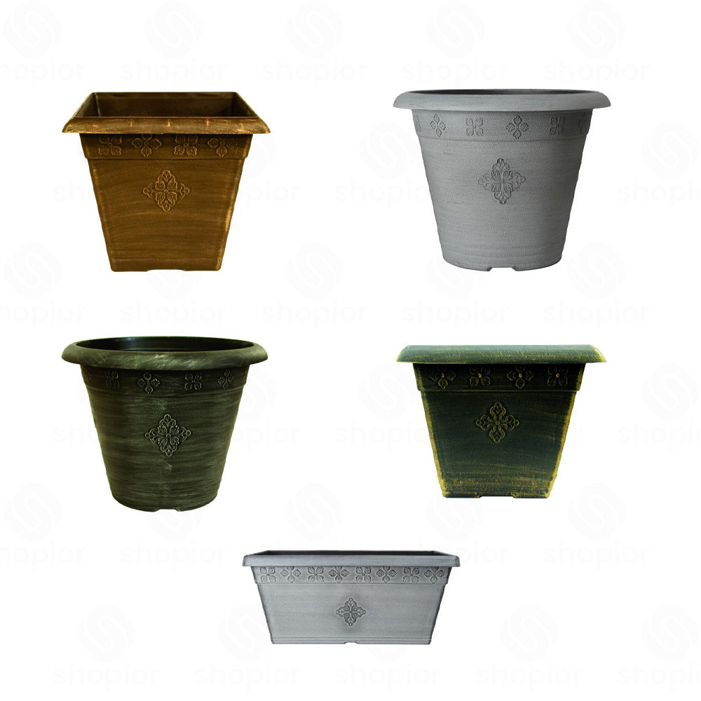 Medley Planter Collection | Round, Square & Window Box Garden Planters | Gardening Flower Plant Pots