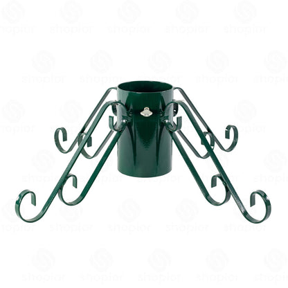 Heavy Duty Metal Christmas Tree Stand | 4-Leg Real Xmas Tree Holder Base | Red & Green