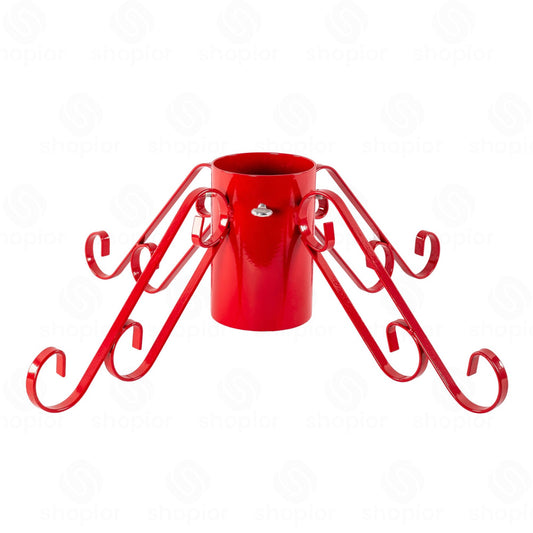 Heavy Duty Metal Christmas Tree Stand | 4-Leg Real Xmas Tree Holder Base | Red & Green