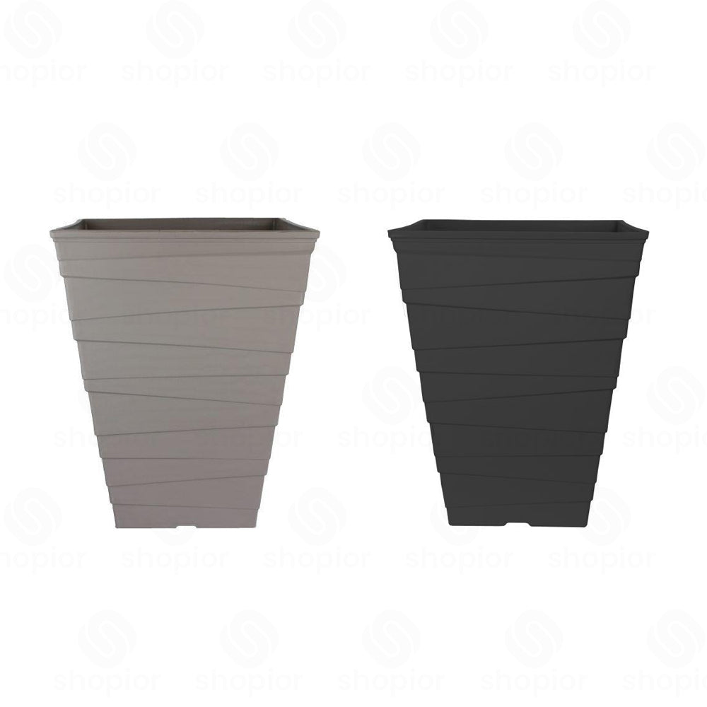 Miranda Tall Square Planter 33cm – Large Outdoor Garden Plant Pot with Drainage Holes | Modern Patio Planter