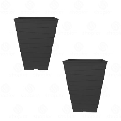 Miranda Tall Square Planter 33cm – Large Outdoor Garden Plant Pot with Drainage Holes | Modern Patio Planter