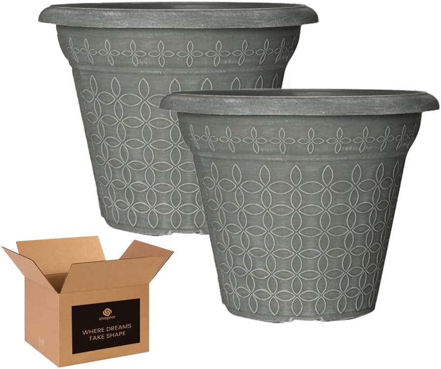Mod Flora Plant Pot Planter – 9L Indoor Outdoor Flower Pot with Drainage Holes