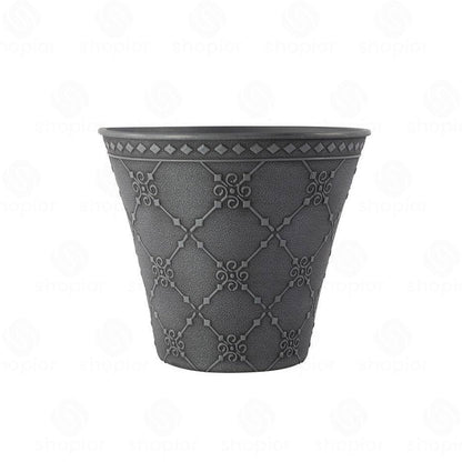 Nouveau Round Planter, Bowl, Trough & Garden Trug Collection – Indoor Outdoor Grey Plastic Plant Pots