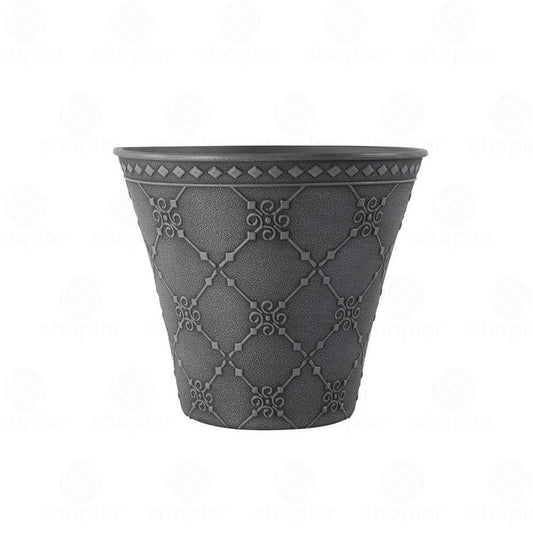 Nouveau Round Planter, Bowl, Trough & Garden Trug Collection – Indoor Outdoor Grey Plastic Plant Pots