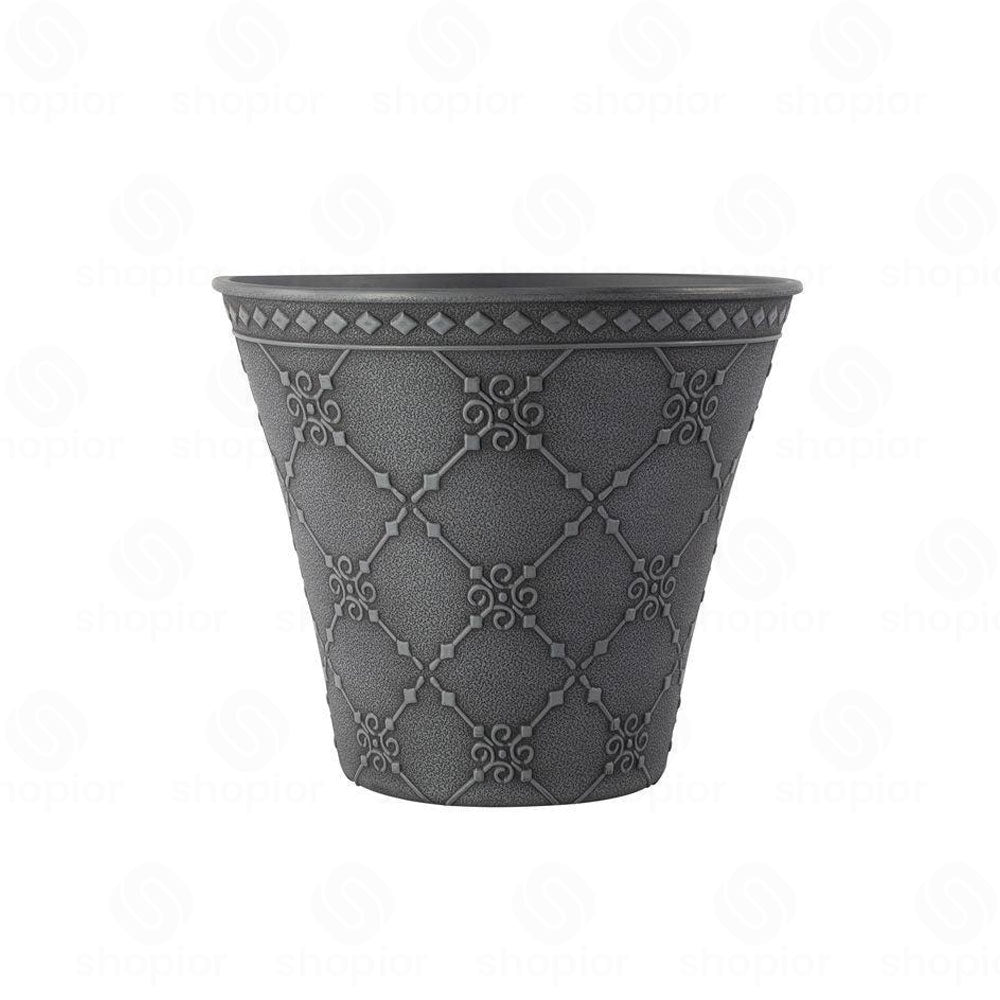 Nouveau Round Planter, Bowl, Trough & Garden Trug Collection – Indoor Outdoor Grey Plastic Plant Pots
