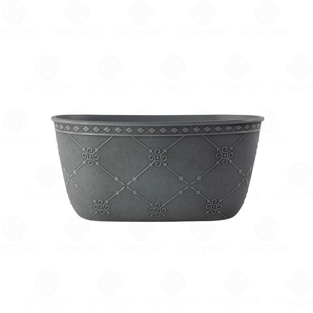 Nouveau Round Planter, Bowl, Trough & Garden Trug Collection – Indoor Outdoor Grey Plastic Plant Pots