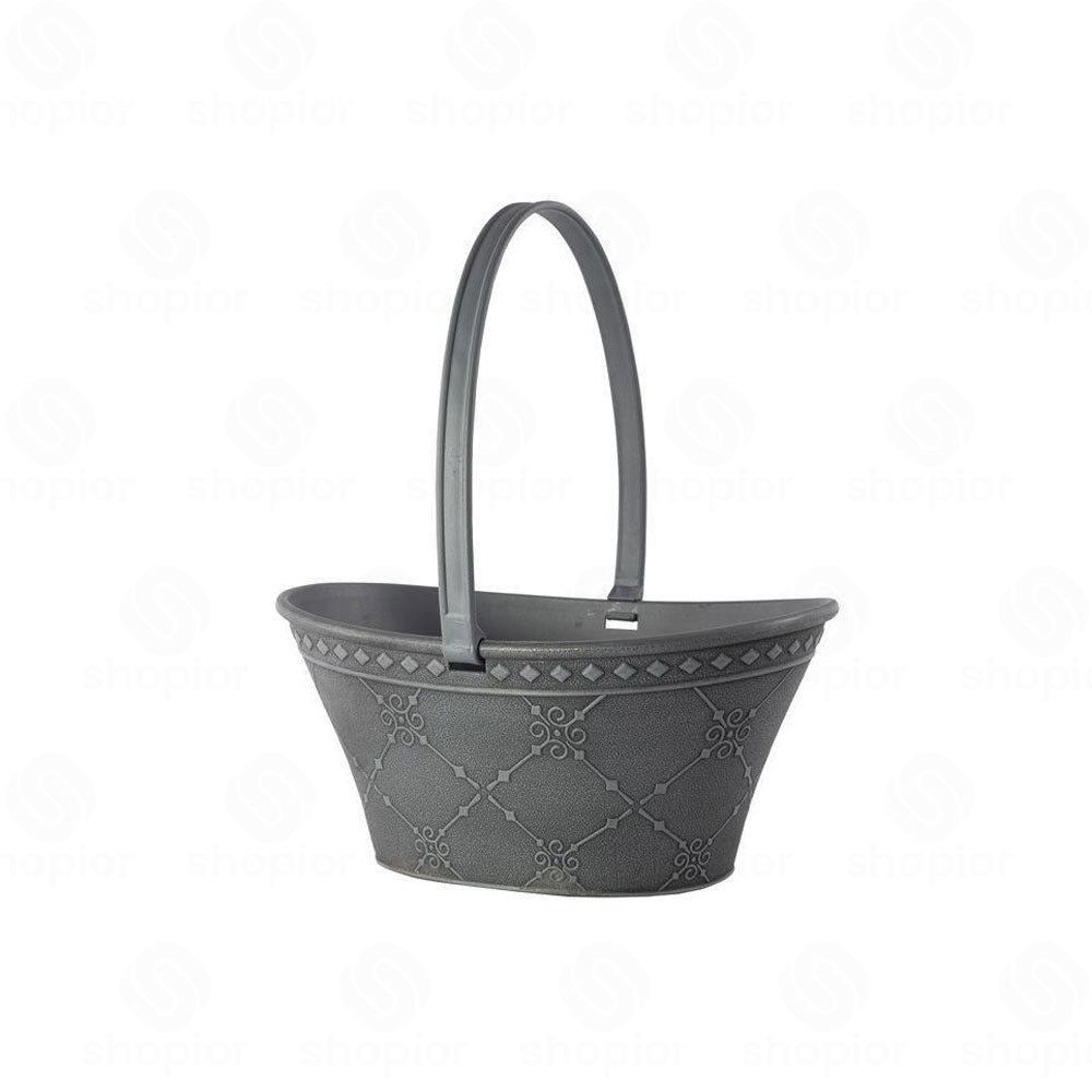 Nouveau Round Planter, Bowl, Trough & Garden Trug Collection – Indoor Outdoor Grey Plastic Plant Pots