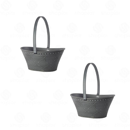 Nouveau Round Planter, Bowl, Trough & Garden Trug Collection – Indoor Outdoor Grey Plastic Plant Pots