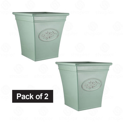Olive Tall Square Planters 35cm & 40cm with Saucers – Indoor Outdoor Garden Plant Pots