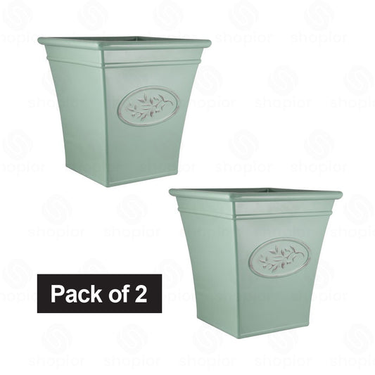 Olive Tall Square Planters 35cm & 40cm with Saucers – Indoor Outdoor Garden Plant Pots