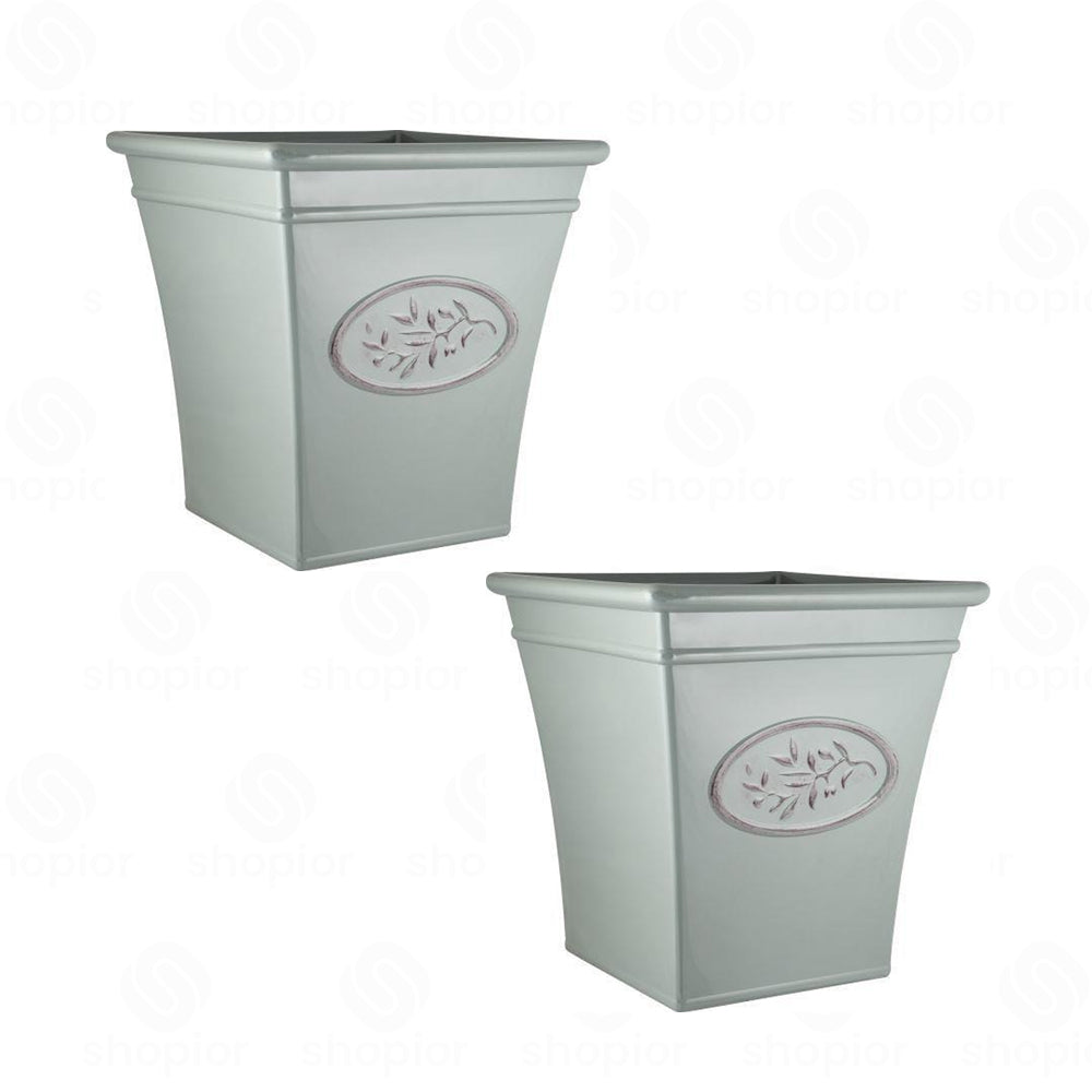 Olive Tall Square Planters 35cm & 40cm with Saucers – Indoor Outdoor Garden Plant Pots