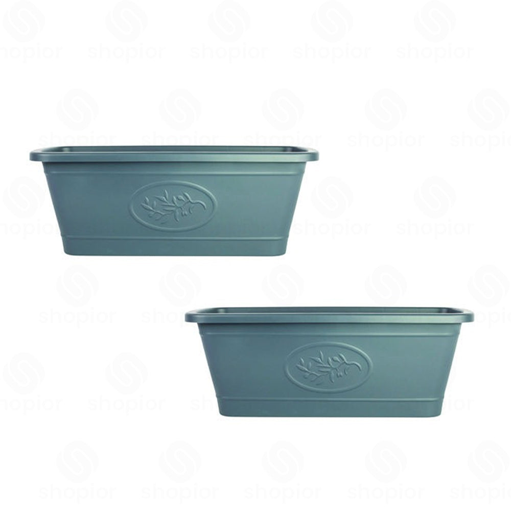 Olive Trough Straight Sided Planter 60cm – Large Grey Rectangular Garden Planter for Flowers