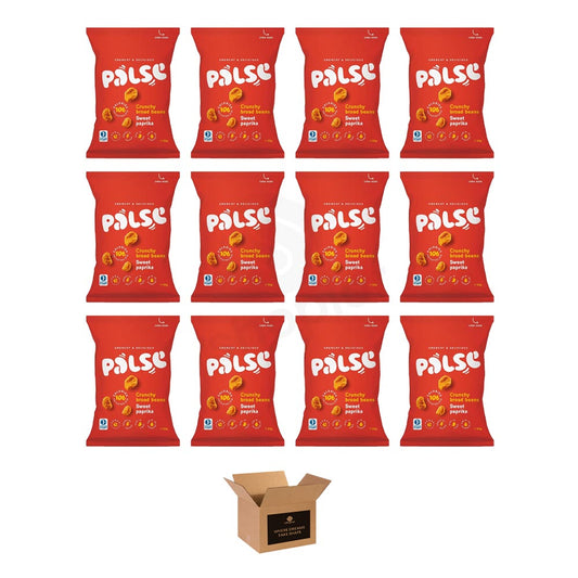 PALSE Sweet Paprika Crunchy Broad Bean Snacks – Healthy, High Fibre, Low Fat, Low Calorie (Case of 12 x 50g)