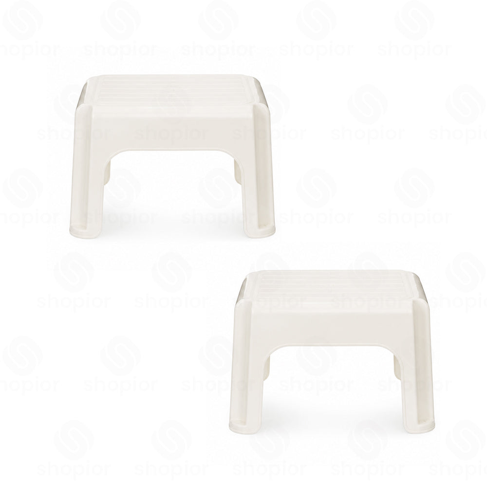 Heavy Duty Plastic Step Stool 40cm | Multipurpose Footstool for Kitchen, Bathroom, Bedroom | Lightweight, Easy Clean Finish | Portable Utility Stool for Adults & Kids