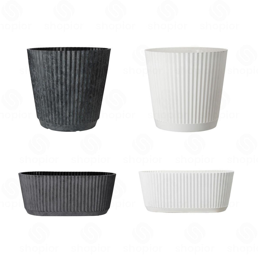 Premium Ribbed Plant Pot & Window Box Planter – Modern Fluted Indoor Outdoor Flower