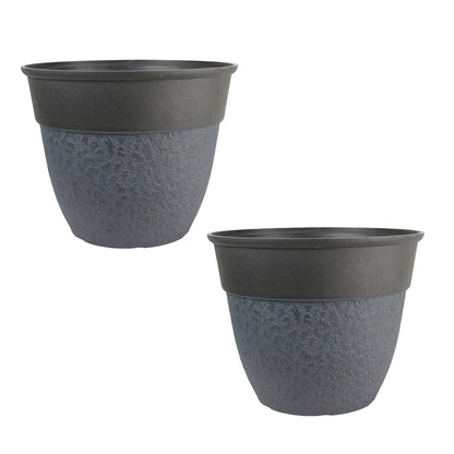 Premium Commack 16 Inch Planter | Charcoal Stone Effect Planter – Large Modern Indoor