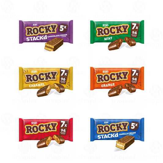 Rocky Chocolate Biscuit Bars & STACK'd Cream Biscuits | Original, Caramel, Mint, Orange, Vanilla & Chocolate
