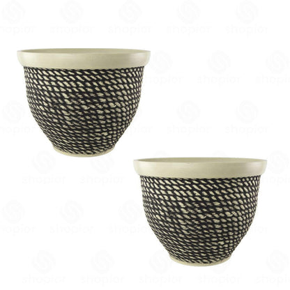 Woven Rope Planter 40cm - Large Decorative Indoor & Outdoor Garden Plant Pot – Plastic Flower Planter