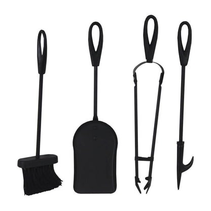 Black Cast Iron Fireplace Companion Tool Set with Log Coal Bucket & Scuttle Hod | 5 Piece Fireside Set | Heavy Duty Vintage Firewood Holder, Stove & Open Fire